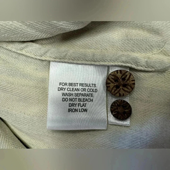 Joseph & Feiss Button  Down Shirt 100% Silk Wood Buttons Yellow/Blue Size 2XL - Picture 8 of 8